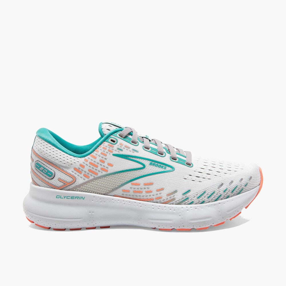 Chaussures Running Route Brooks Glycerin 20 Noir Grise Blanche Femme | IOK-0277237